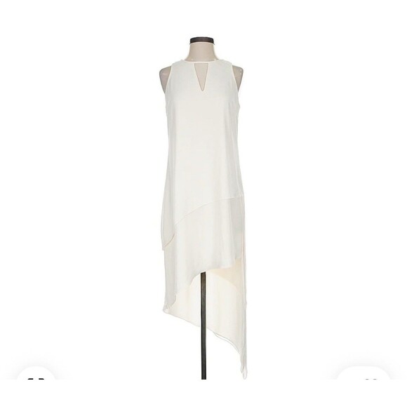 White House Black Market Dresses & Skirts - White House Black Market Layered Sheath Dress Size 4 Cream Sleeveless asymmetric